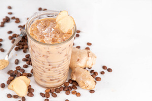 Cold brewed ginger coffee latte cup, a Food & Drink Photo by Rimma