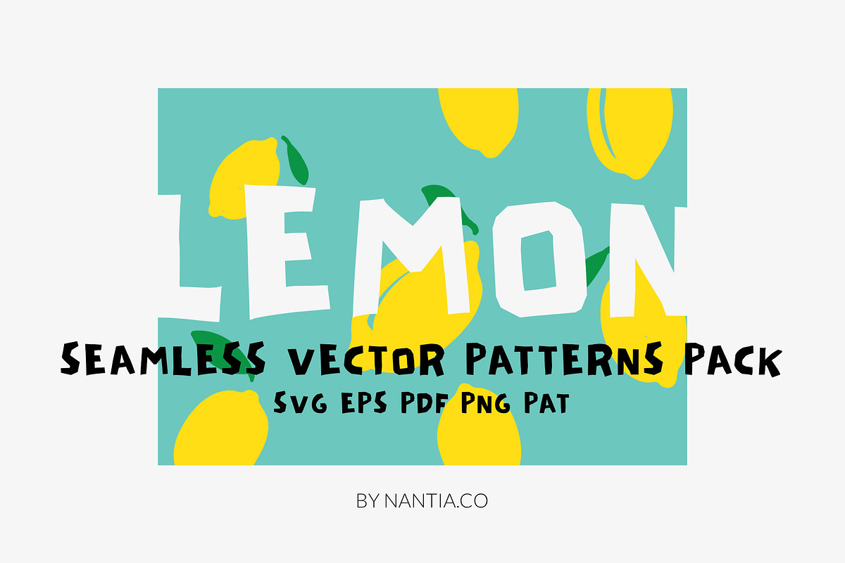 Lemon Seamless Vector Patterns Pack, a Pattern Graphic by Greek fonts by nantia.co (Photo 1 of 8)