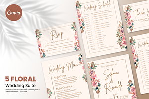 Floral Wedding Suite Canva Template, a Marketing Template by ArbaStudio