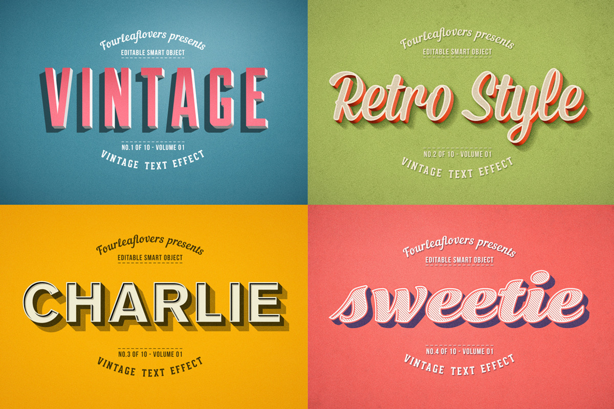 Photoshop Retro Text Effects, a Branding & Logo Template by FourLeafLover (Photo 2 of 4)