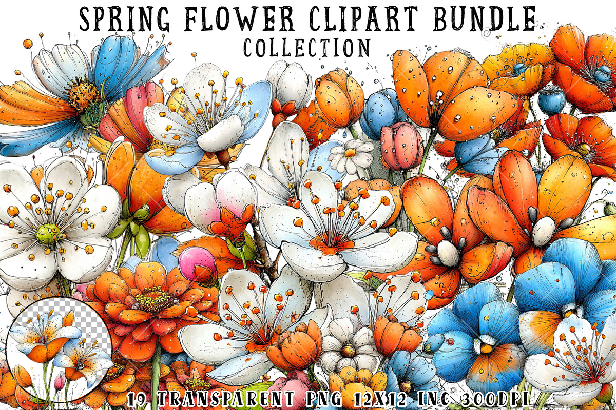 Spring Flower Clipart Bundle, an Illustration by OK Design (Photo 1 of 6)