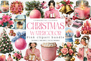 Pink Christmas Clipart PNG, an Illustration by SinaCreation (Thumbnail 1 of 7)