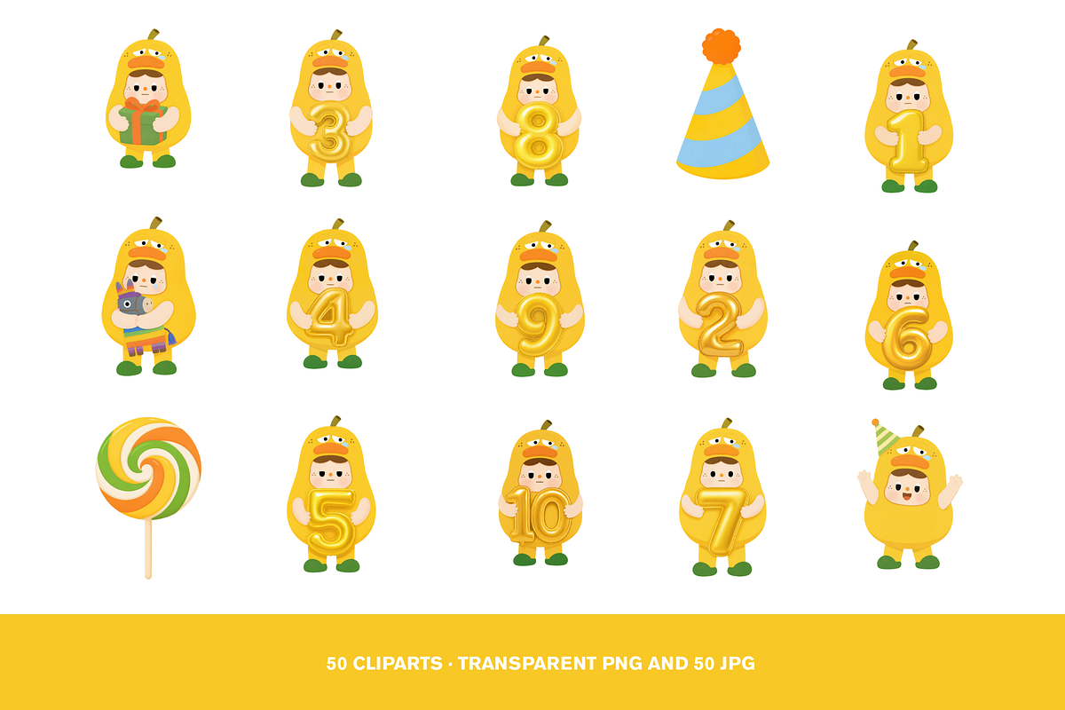 50 Kawaii Birthday Duck Clipart, a Seasonal Illustration by Luxe (Photo 3 of 4)
