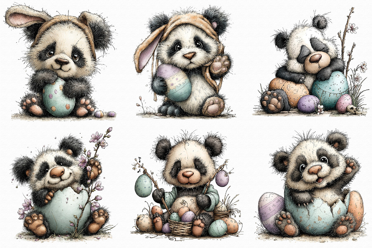 Whimsical Easter Panda Clipart, an Illustration by Libby Wishes (Photo 5 of 8)