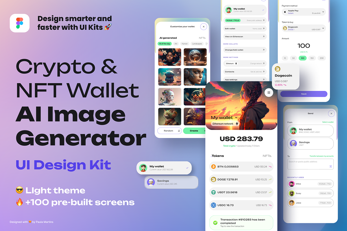 AI + Crypto wallet UI Kit, an UI Kit Template by Paula M UI Store (Photo 1 of 6)