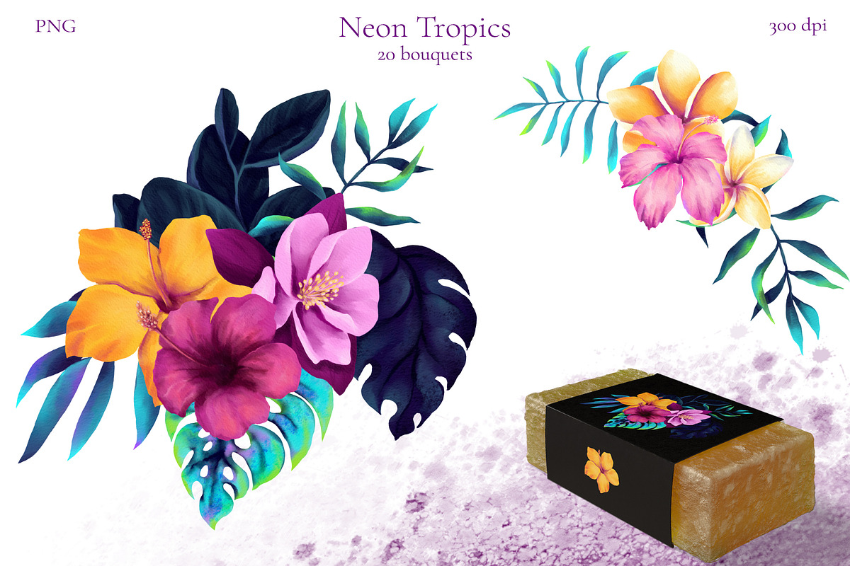 Neon Tropics watercolor, an Object Graphic by Salted Galaxy (Photo 2 of 16)