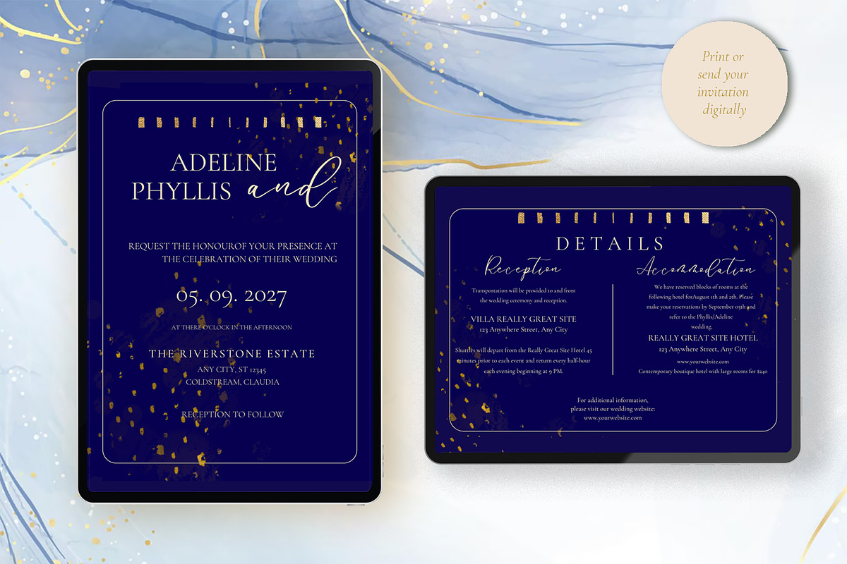 Canva *Elegant Wedding* Invitation, an Invitation Template by ElladesignCo (Photo 3 of 5)