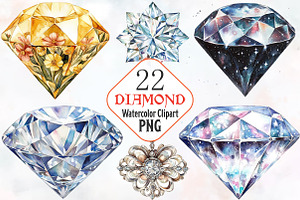Diamond Watercolor Cliparts, a Decorative Illustration by RobertsArt