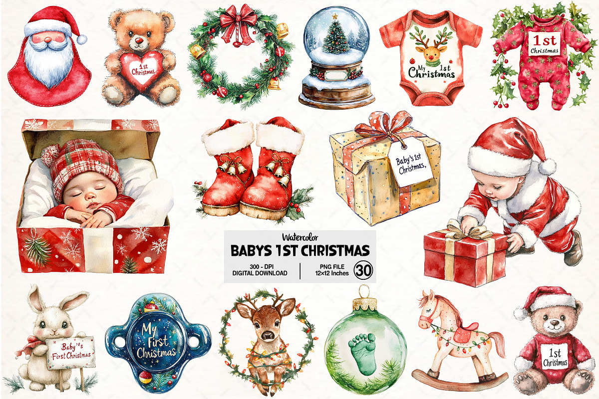 Baby's 1st Christmas Clipart, an Illustration by Pixels.Craft (Photo 1 of 7)