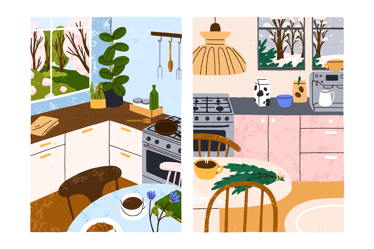 Cozy home kitchen interiors set, an Object Illustration by Good Studio (Photo 2 of 3)