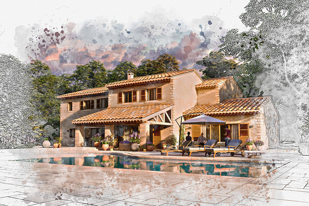 Exterior Watercolor Effect Bundle, an Action Add-On by MRI STUDIO (Photo 13 of 24)