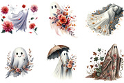 Vintage Halloween Ghost Floral Clipa, an Illustration by DreamArtGraphic (Thumbnail 2 of 7)