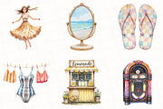 1950s Style Summer Beach Day Clipart, an Illustration by OK Design (Thumbnail 2 of 5)