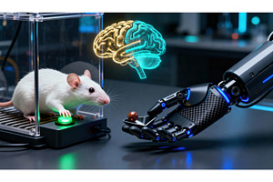 White lab rat interacting with, a Technology Photo by tilialucida