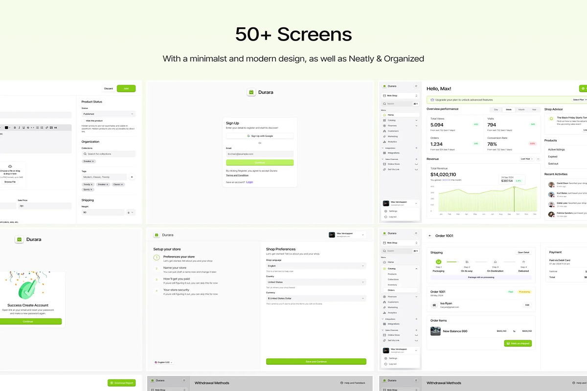 Durara - E-Commerce Maker Dashboard, an UI Kit Template by Creative Perspective (Photo 6 of 8)