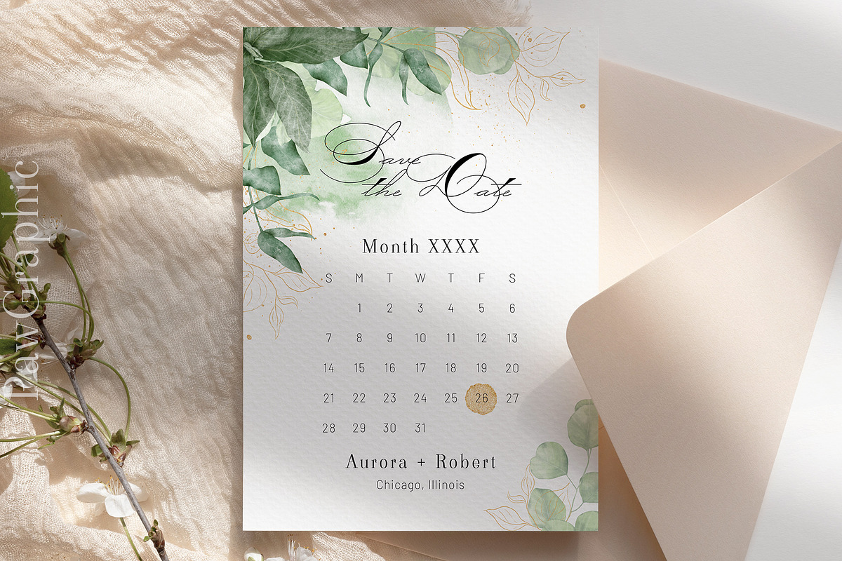 Save the Date Template Calendar Wedd, an Invitation Template by PawGraphic (Photo 1 of 10)