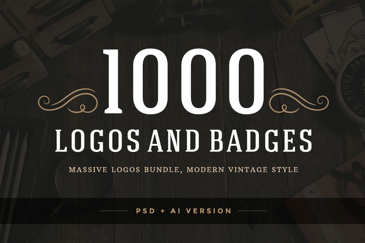 1000 Logos and Badges Bundle, a Branding & Logo Template by Vasya Kobelev (Photo 1 of 39)