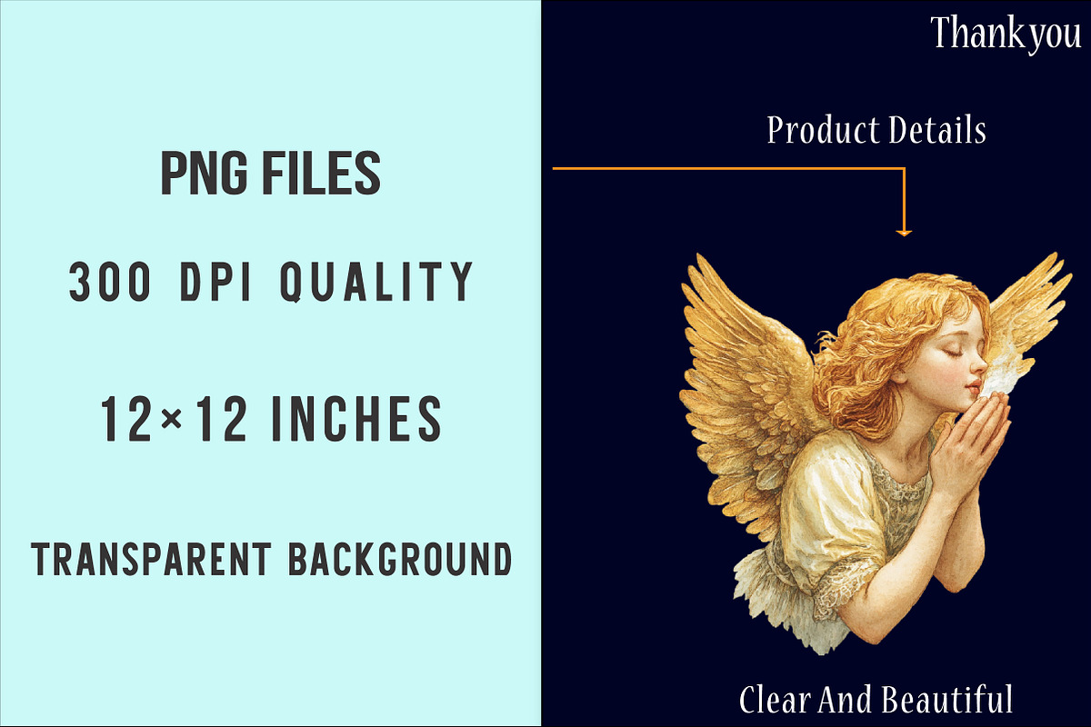 Vintage Angel Clipart Set PNG, an Illustration by SinaCreation (Photo 4 of 5)