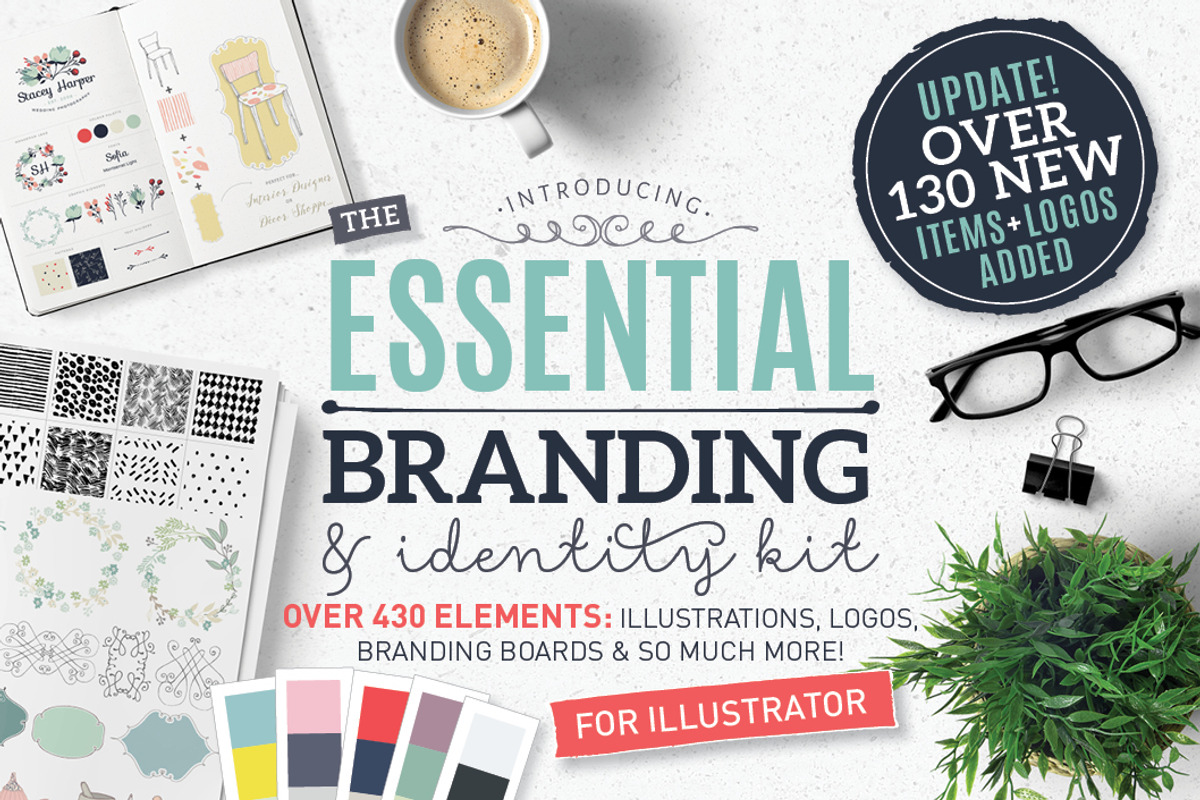 Essential Branding & Identity kit, a Branding & Logo Template by Lisa Glanz (Photo 1 of 13)