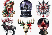Watercolor Goth Christmas Clipart, an Illustration by Canvas Craft (Thumbnail 3 of 8)
