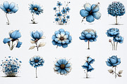 Whimsical Blue Flowers Spring png, an Illustration by Watercolor design (Thumbnail 3 of 7)