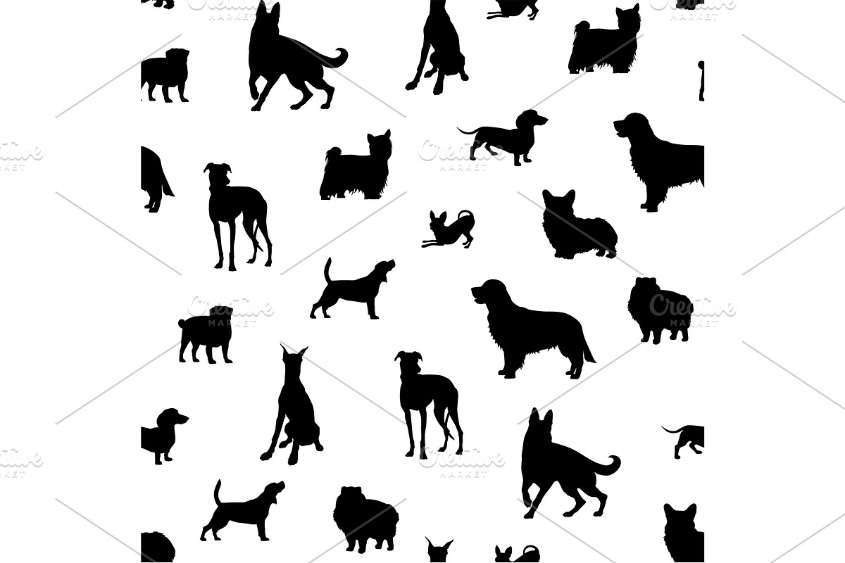 Vector pattern with dog breads, a Pattern Graphic by Elen_Art