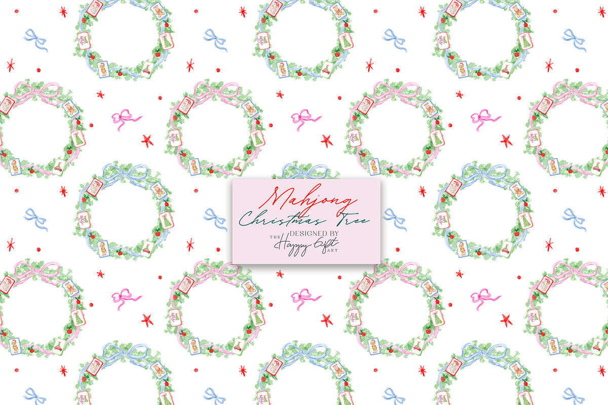 Mahjong Christmas Tree illustrations, a Decorative Illustration by TheHappyGiftArt (Photo 11 of 12)