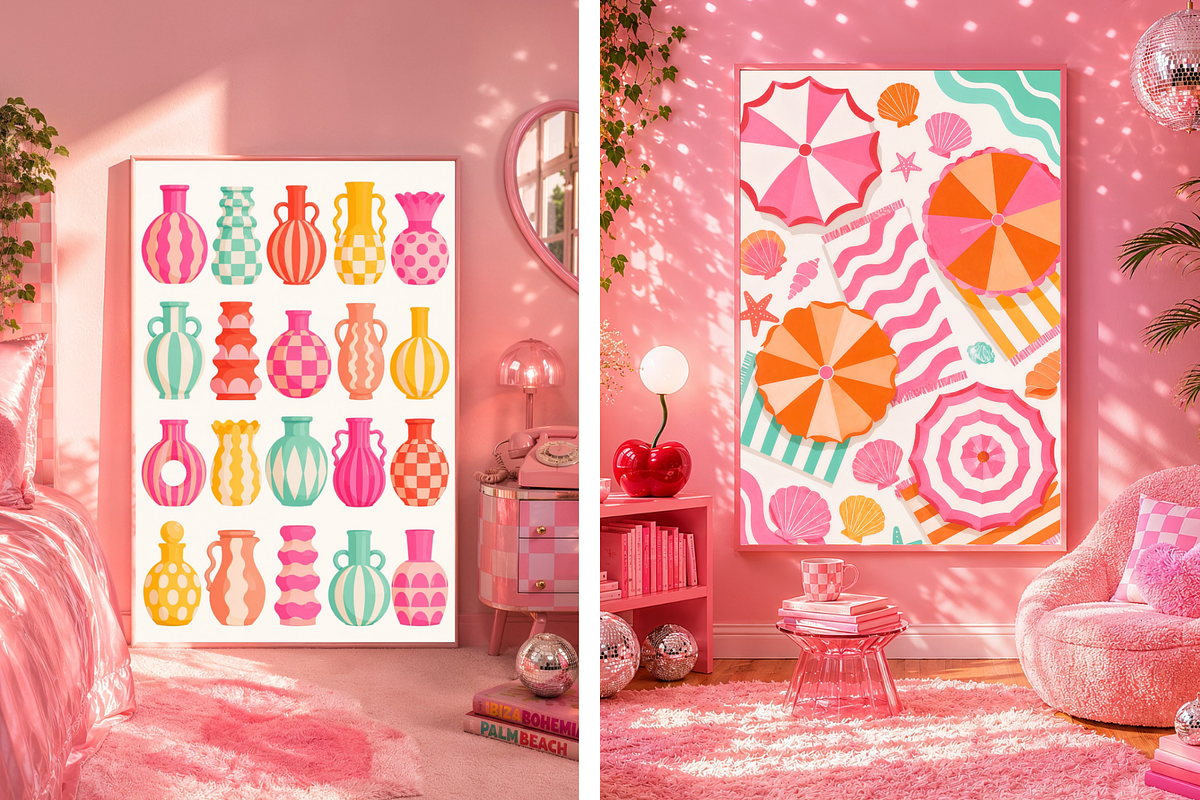 100 Retro Pink Girly Wall Art Prints, a Decorative Illustration by Matisse Studio (Photo 6 of 10)