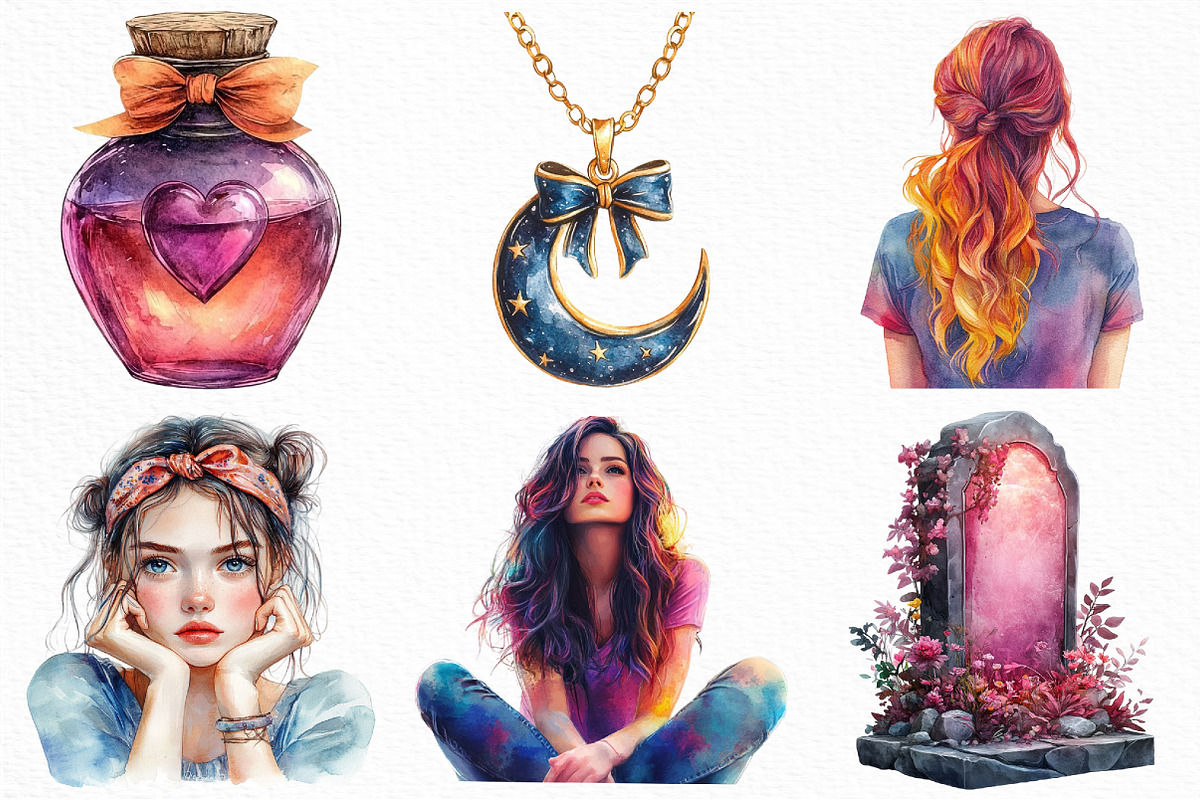 Halloween Girly Witch Vibes Clipart, an Illustration by Craft Nest (Photo 3 of 6)