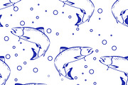 Salmon Fish Seamless Pattern Seafood, a Pattern Graphic by Viktorijareut (Thumbnail 1 of 5)