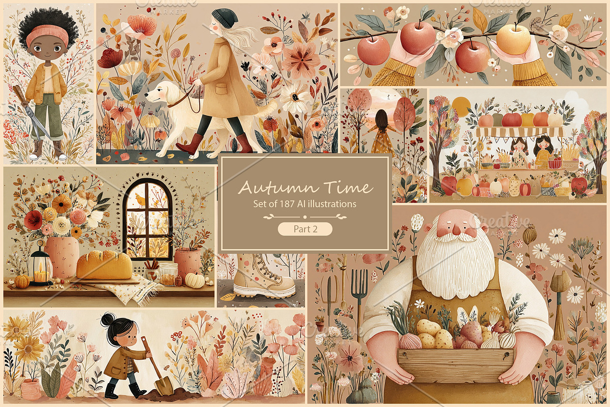 Autumn Time 4- 187 AI illustrations, a Seasonal Illustration by Pundateam (Photo 1 of 7)