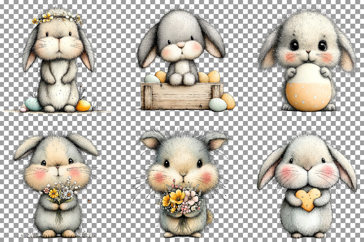 Whimsical Bunny Easter Clipart, an Illustration by Sublimation Artist (Photo 3 of 7)