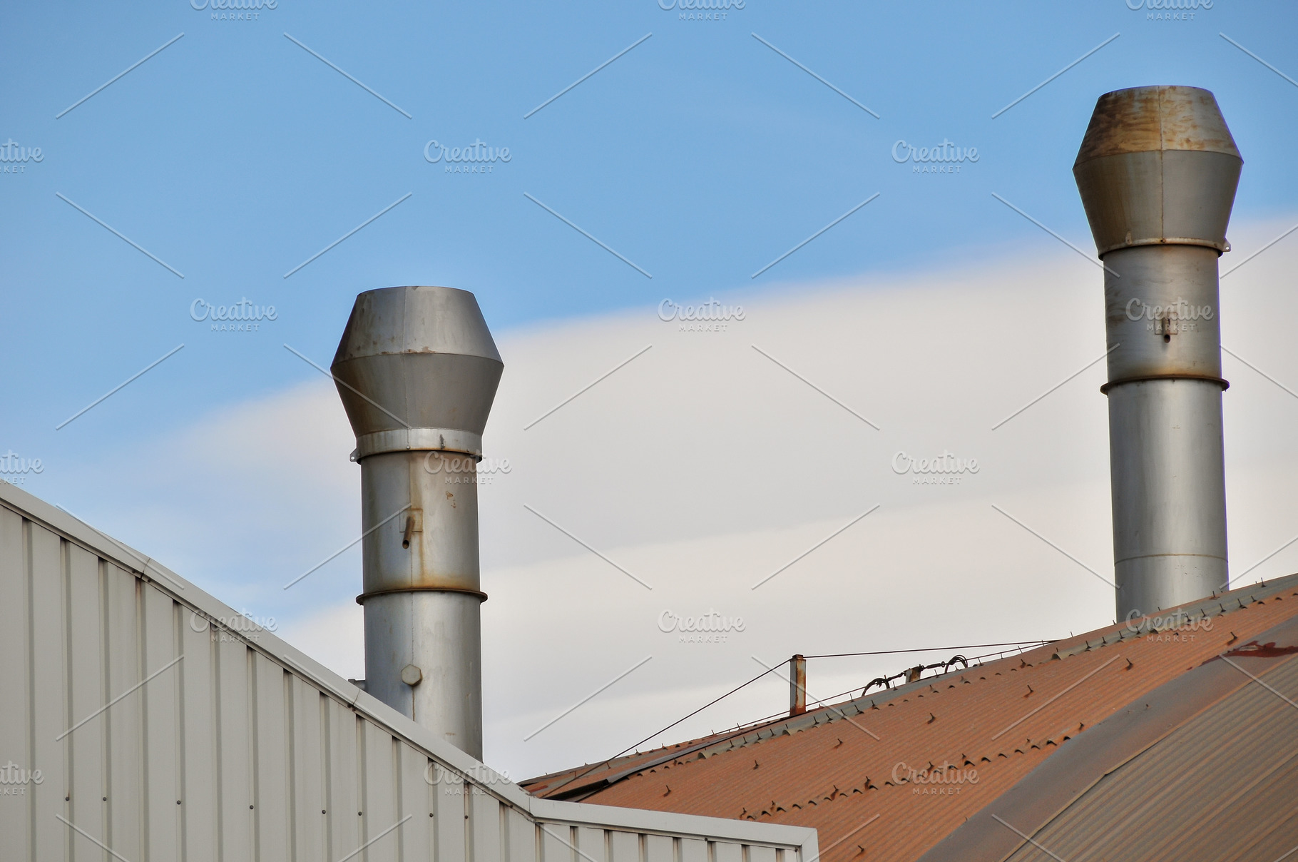 Industrial Chimneys on Ceramic Factory Roof, an Industrial Photo by Davizro's Market