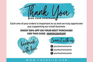 Thank You Order Card Blue Canva 05