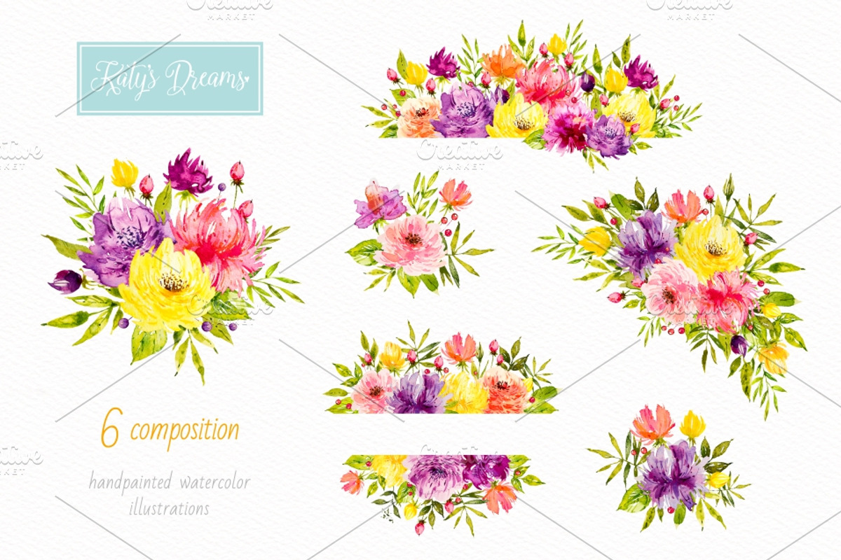 Spring flowers. Watercolor., a Decorative Illustration by Ekaterina Mikheeva (Photo 5 of 8)
