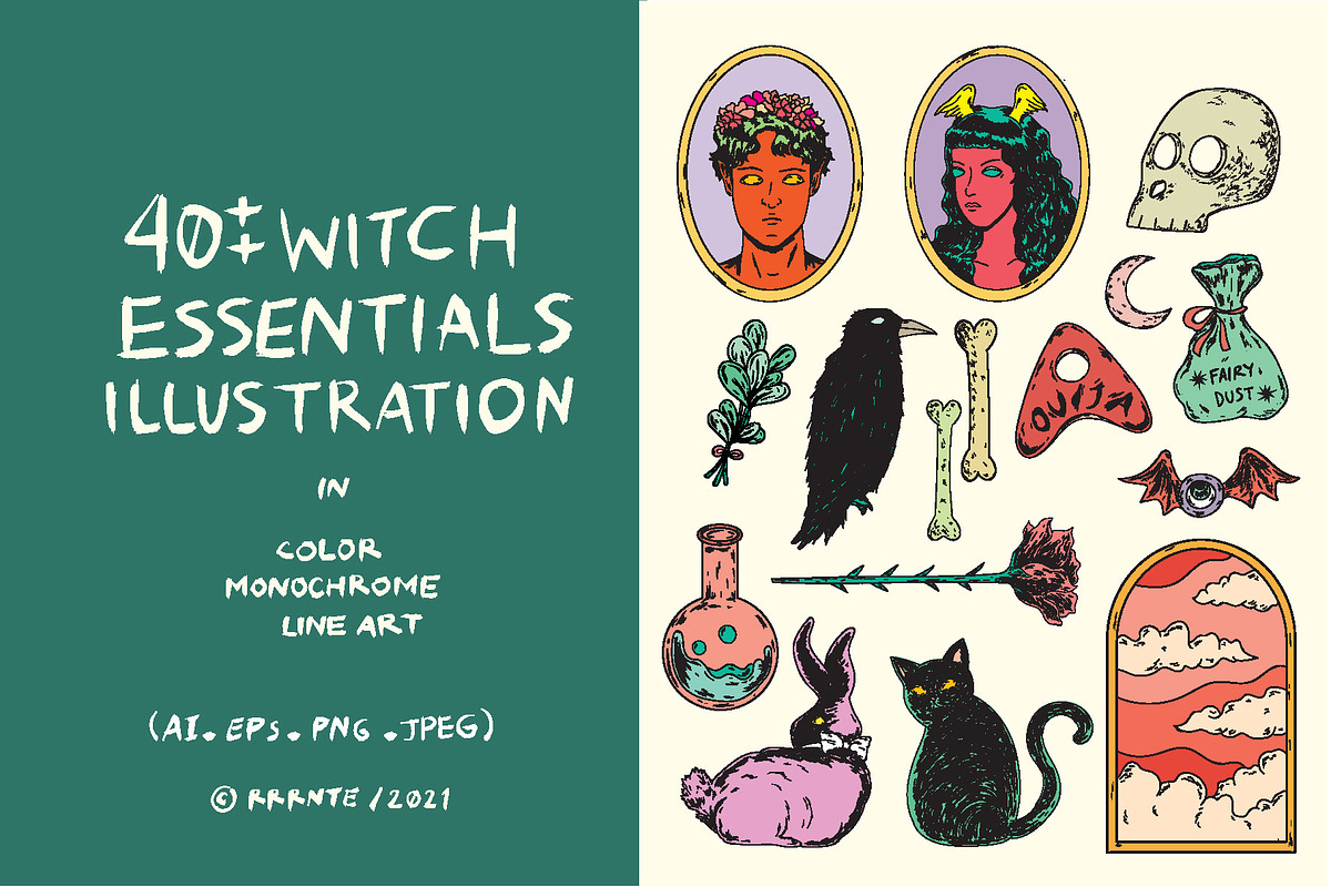 Witch Essentials Illustration Pack, an Illustration by rrrnte (Photo 1 of 7)