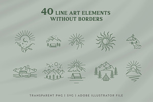 Adventure Line Art Graphic Set