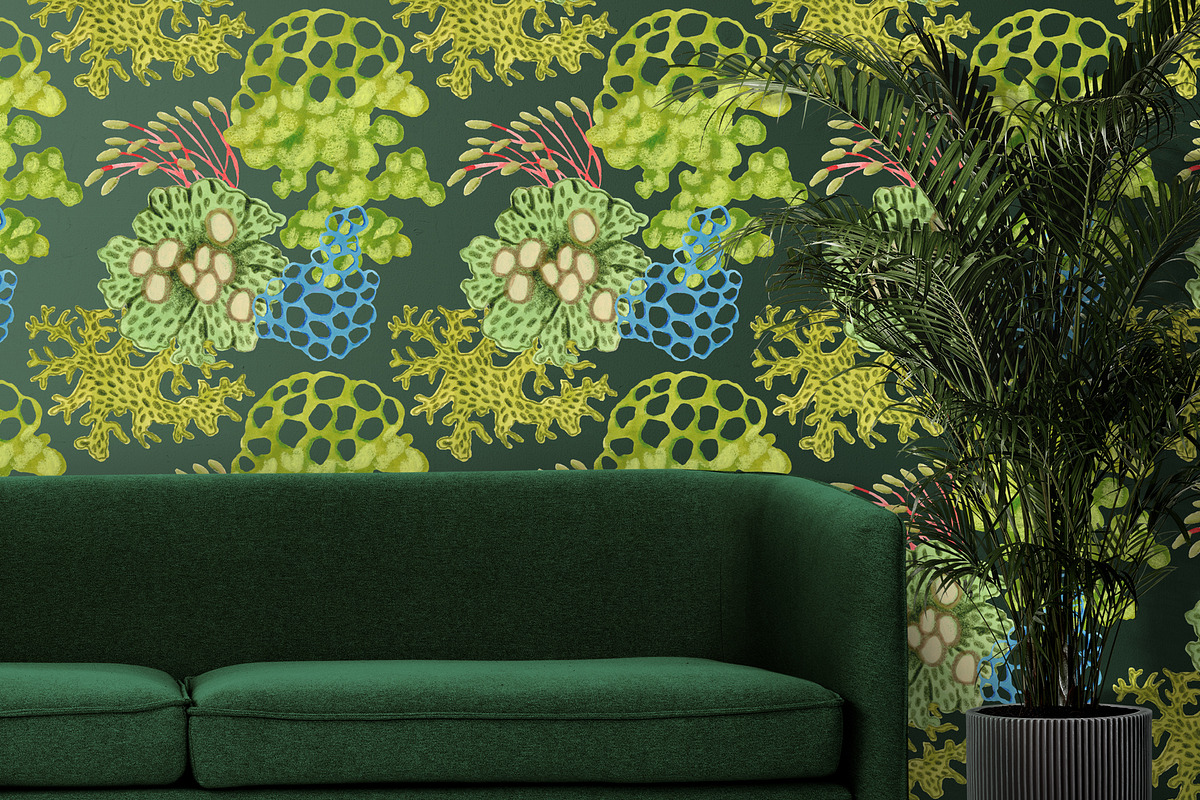 Coral & Moss - Hand-Painted design, a Wallpaper Graphic by ArtPavo (Photo 10 of 10)