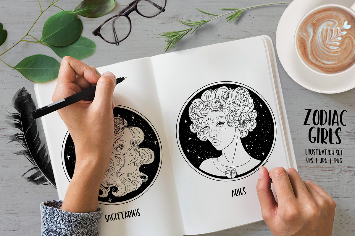 12 Zodiac Girls. Vector set., a Person Illustration by Varvara Gorbash (Photo 6 of 8)