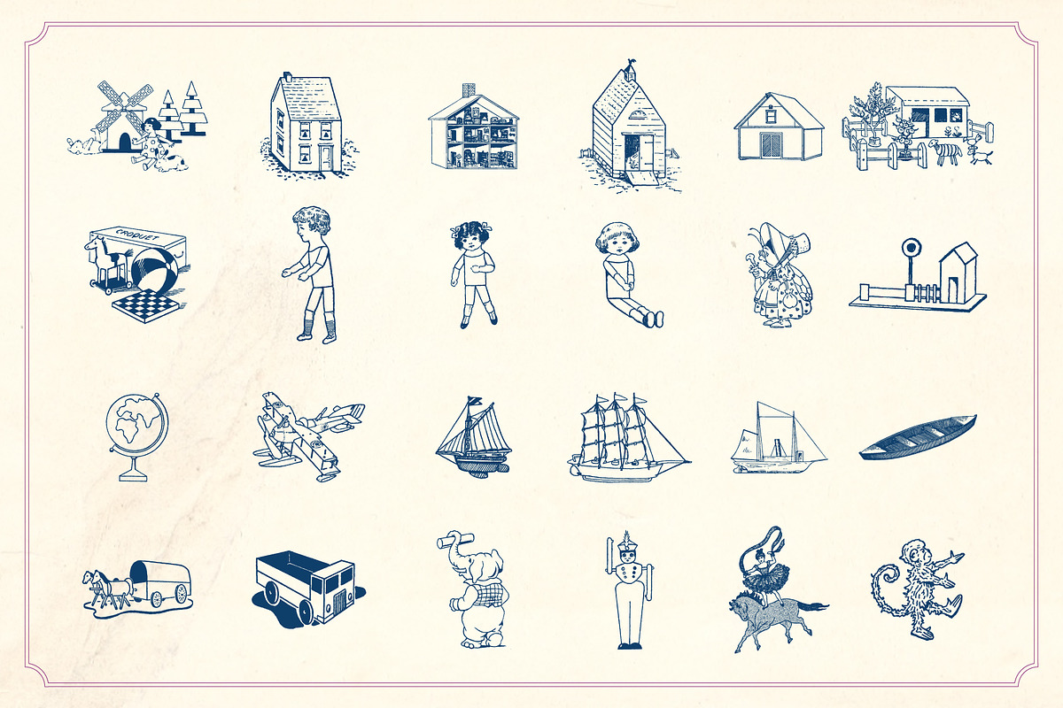 141 vintage toys vector pack preview 3
