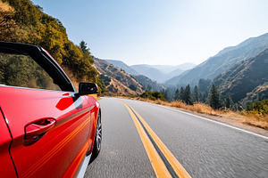 Scenic view of a red convertible car, a Transportation Photo by MistyDay