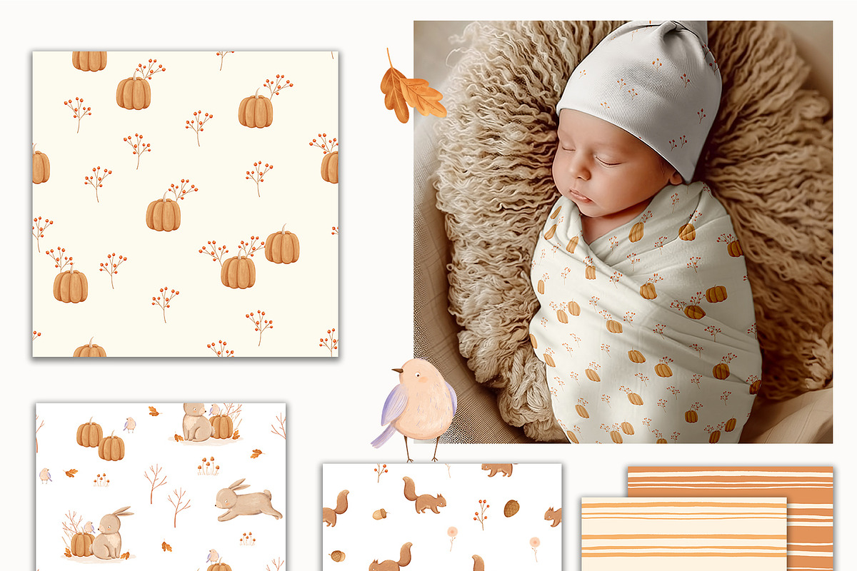Cozy Autumn - baby clipart & pattern, a Decorative Illustration by polikarpovaart (Photo 14 of 17)