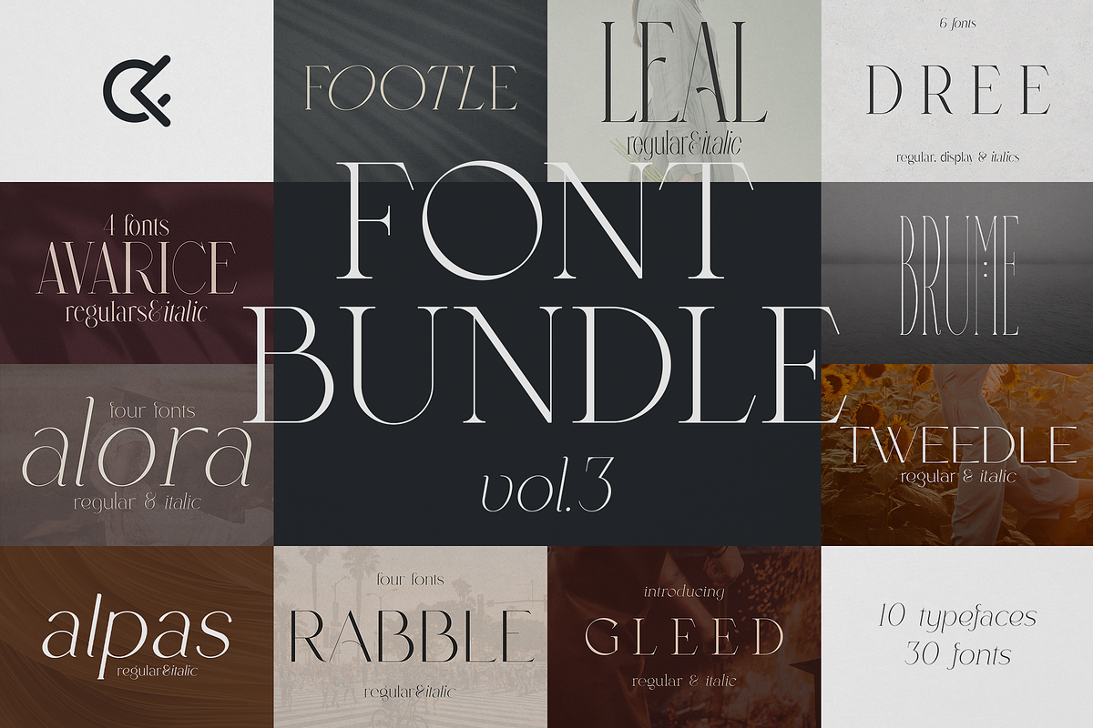 SALE! Font Bundle Vol.3 - 30 fonts, a Serif Font by Only Fonts (Photo 1 of 35)