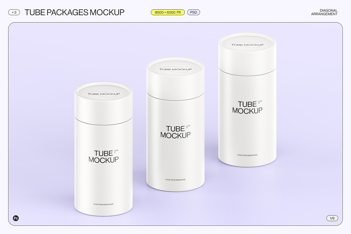 Paper Tube Package Mockup Set 1, a Packaging Mockup by Samolevsky (Photo 5 of 15)
