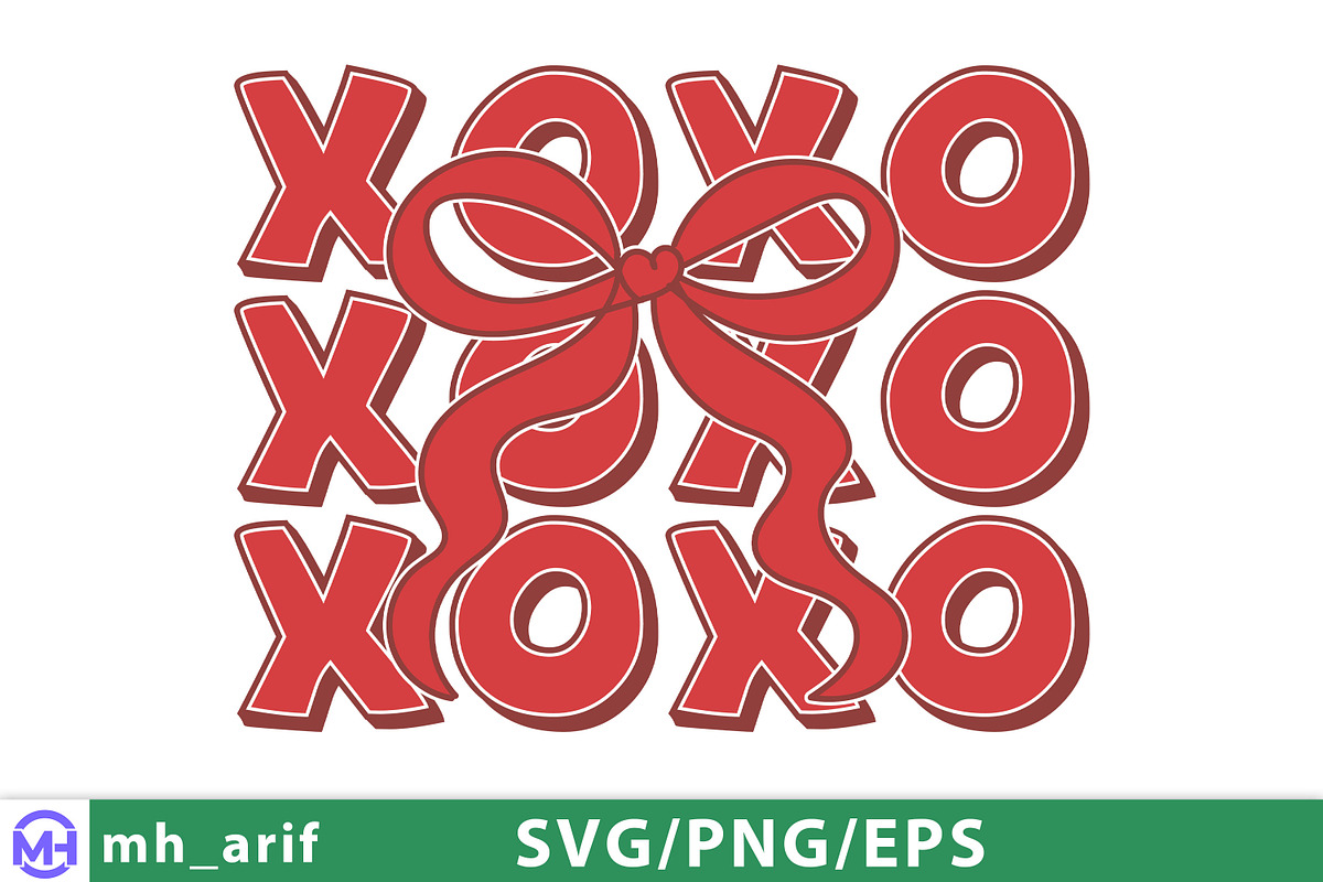XOXO Coquette Bow Valentines Day SVG, a Graphic by mh_arif (Photo 1 of 4)