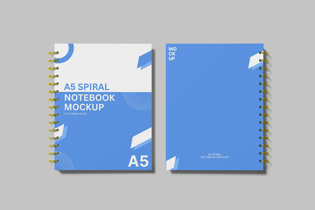 A5 Spiral Notebook Mockup Set, a Print Template by Graphiculon (Photo 10 of 11)