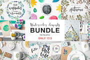 Watercolor hand drawn !BUNDLE!, an Animal Illustration by mikka_kika (Thumbnail 1 of 20)