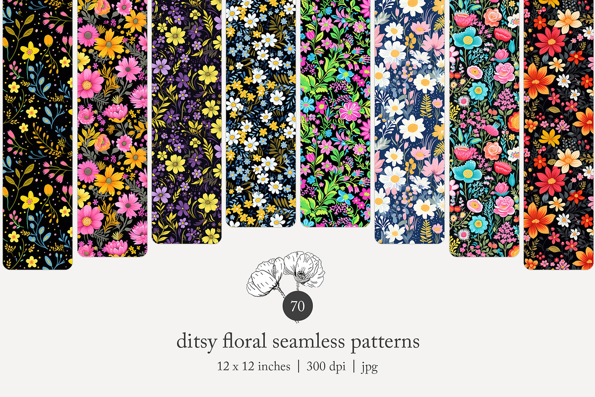 70 ditsy floral seamless pattern, a Pattern Graphic by Poppy Lane Studio