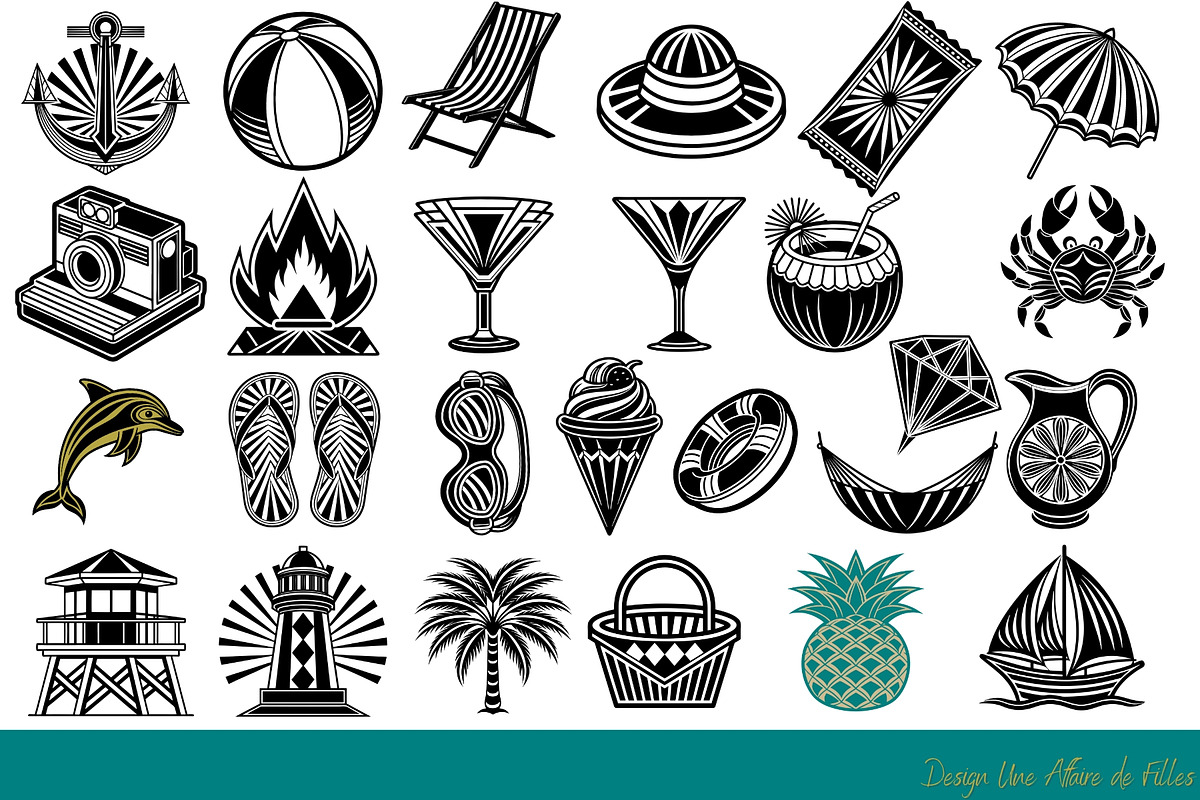 SUMMER VIBES Art Déco 41 VECTORS, a Seasonal Illustration by Une Affaire de Filles (Photo 2 of 4)