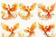 Watercolor Phoenix Clipart Bundle, an Animal Illustration by BusyDaydesign (Thumbnail 3 of 8)